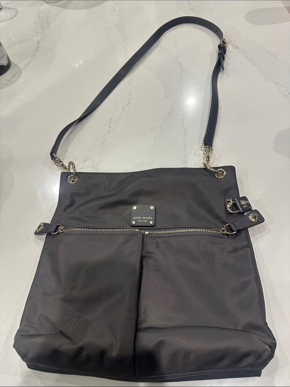 Henri Bendel Two Way Jetsetter Bag Gray Nylon  crossbody bag